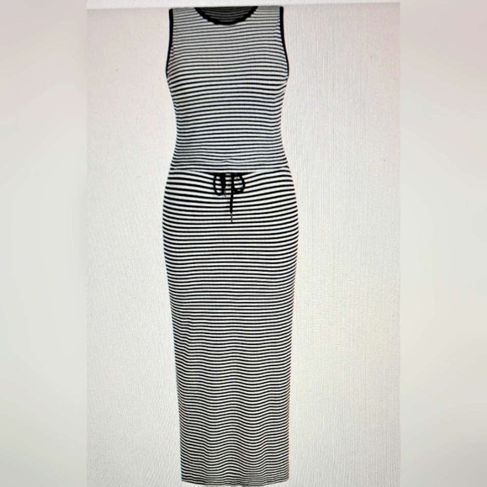 NEW Shein Curve EZWear Striped Print Crop Top and skirt